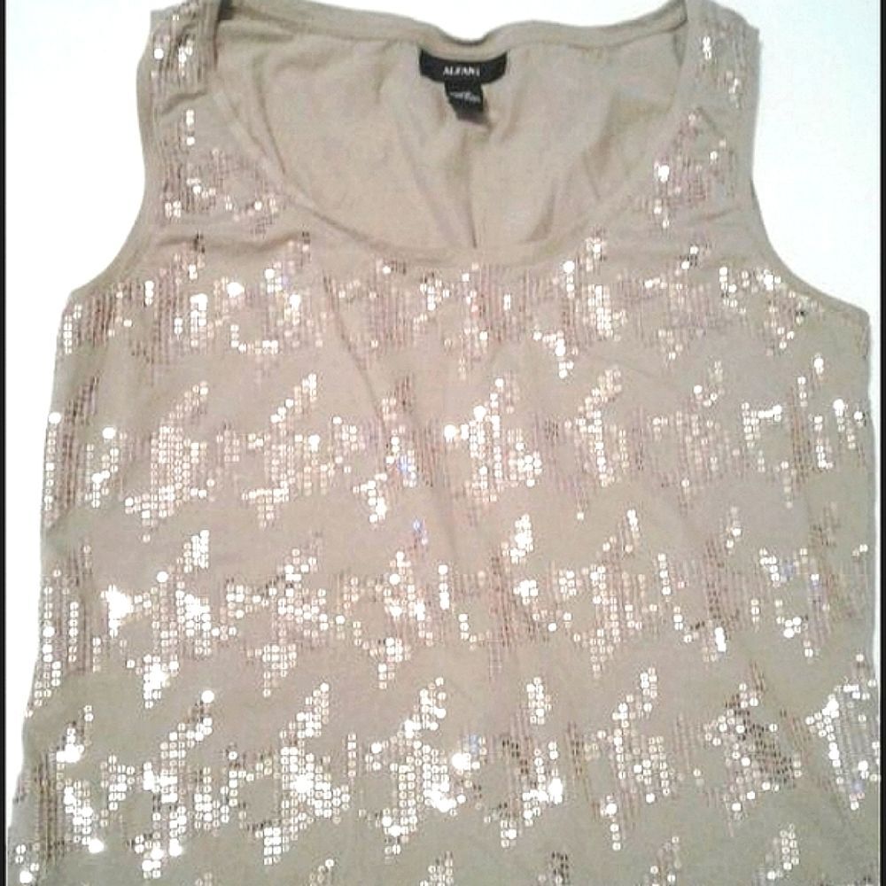 Alfani Tan Sequinned Sleeveless Evening Party Top Tylor Swift Eras Tour XS